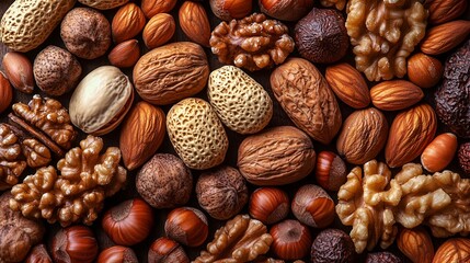 Naklejka premium Assorted nuts background.