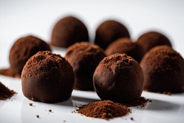 A selection of chocolates arranged neatly on a white plate, perfect for display or gifting