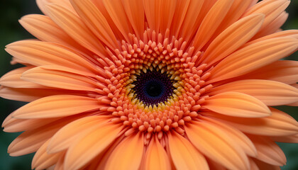 Title: Vibrant Orange Gerbera Daisy in Full Bloom with Intricate Petal Details