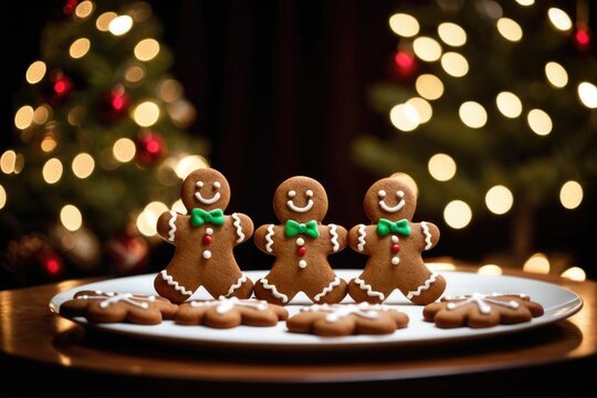 A collection of gingerbread cookies arranged on a white plate