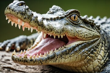A close-up shot of a crocodile's open mouth, useful for educational or wildlife photography purposes