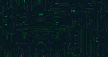 Green Tech Circuit Board Abstract Background. Vector Design.