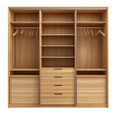 Wooden wardrobe closet furniture isolated on transparent background