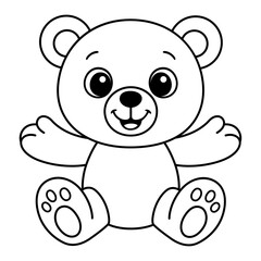 Smiling cartoon teddy bear, vector coloring illustration for children