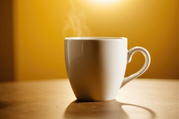 Fototapeta premium A coffee cup with steam rising out of it