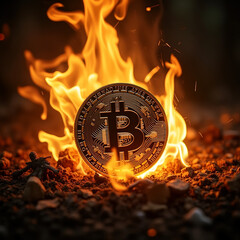 AI generated images of a Bitcoin on fire
