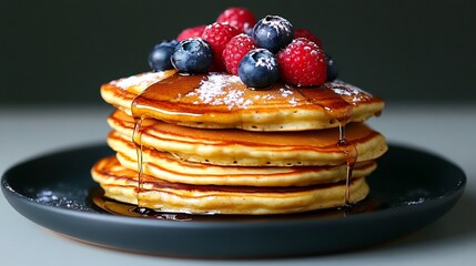 Stack of fluffy buttermilk pancakes