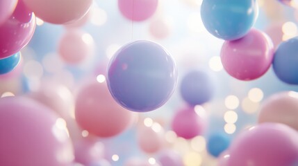 A multitude of pastel colored spheres in a soft focus.