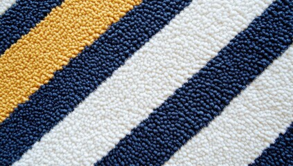 Close-up of textured, diagonal striped rug