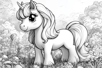 Adorable Unicorn Illustration Magical Pony in Enchanted Forest