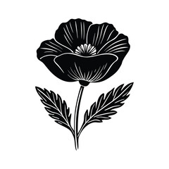 California poppy silhouette flower on white background vector illustration
