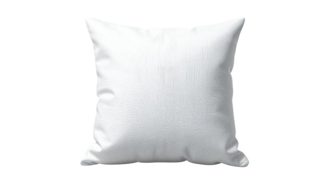 Comfortable white pillow isolated against a transparent background representing rest and relaxation at home