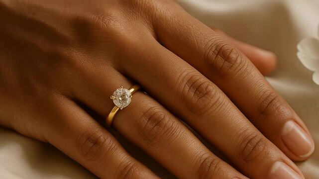 Anillo de diamantes en la mano de la novia  video