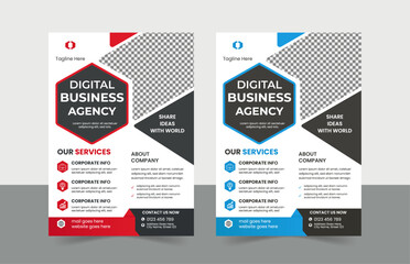 Corporate business flyer template with geometric shapes. modern new digital marketing flyer set. , abstract business flyer and creative design, Sleek and Stylish Design,