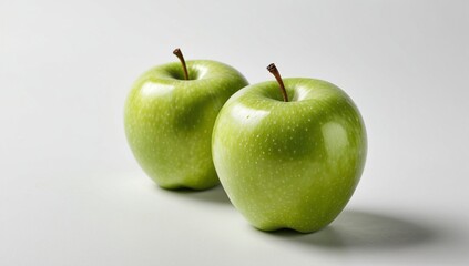 Two green apples isolated white clean background