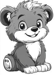 Obraz premium Adorable Cartoon Bear Cub Illustration A Sweet and Playful Design