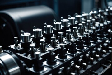 Obraz premium A detailed view of various metal components and mechanisms