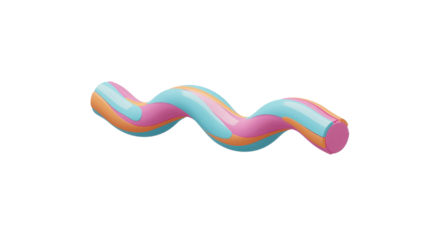 Colorful wavy cylinder 3D render isolated on white background