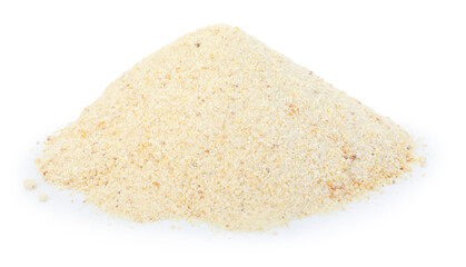 Pile of aromatic garlic powder isolated on white