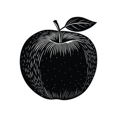  Silhouette apple on white background vector illustration