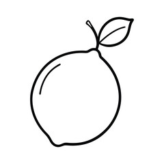 Simple Line Art Lemon with Leaf Vector Illustration