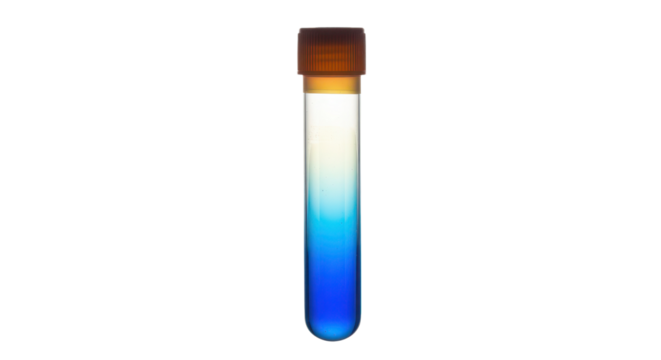 Isolated Glass Test Tube Product Shot with Blue Liquid Gradient and Brown Cap