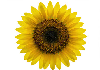 Close-up of a vibrant sunflower isolated on white background