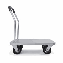 Minimalist luggage cart design on white background, commercial clarity