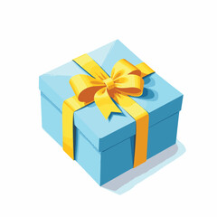 Obraz premium Elegant gift box wrapped in blue and yellow, celebration symbolism