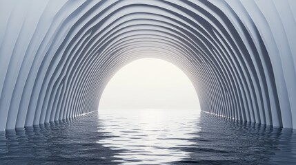 Naklejka premium Submerged tunnel with arched structures.