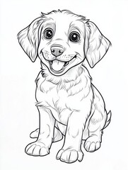 Fototapeta premium Adorable Happy Puppy Free Printable Coloring Page for Kids