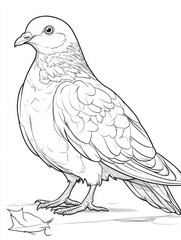 Obraz premium Detailed Line Drawing of a Dove Printable Coloring Page for Bird Lovers