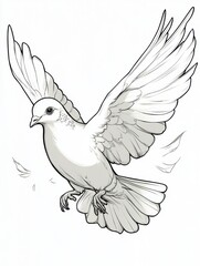 Obraz premium Elegant Line Art Drawing of a Dove in Flight Peace, Hope, and Freedom Symbolism