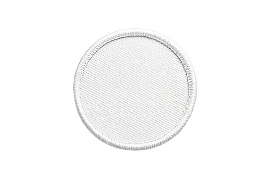 Blank White Round Patch Applique Template Design Element Isolated