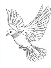 Obraz premium Elegant Line Art Drawing of a Dove in Flight A Symbol of Peace and Hope