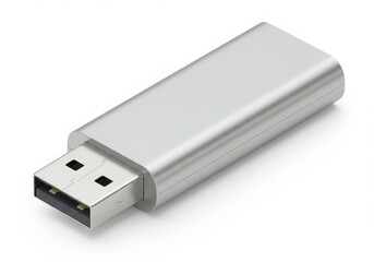 Silver usb flash drive close up view