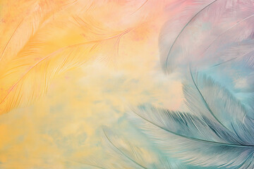Feather Texture with Soft Yellow and Blue Tones