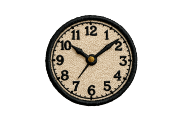 Clock Patch Illustration: Timepiece Emblem on Transparent Background