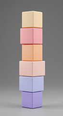 Stacked Pastel Cubes Abstract Geometric Design Colorful Blocks Minimalist 3D Render