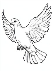 Obraz premium Majestic Dove in Flight A Detailed Line Drawing Illustration