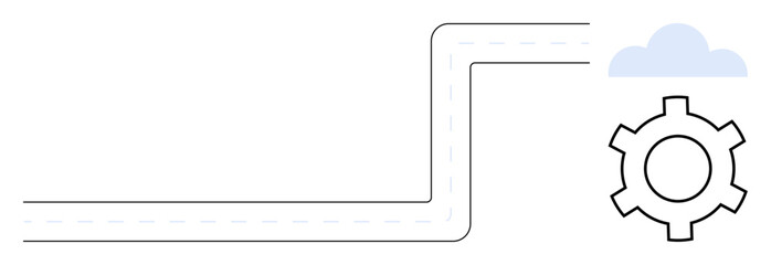 Gear linked by a pathway to a cloud, symbolizing technology, automation, and connection. Ideal for digital transformation, automation, cloud technology, workflow management, innovation engineering
