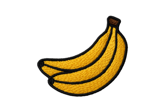 Embroidered Banana Patch Illustration on Transparent Background