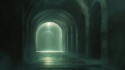 Obraz premium Ancient, misty tunnel