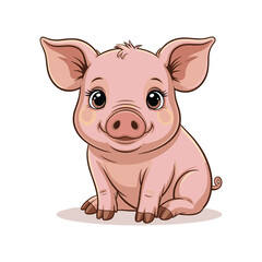 a cute pig character minimalist design and modern vector illustration