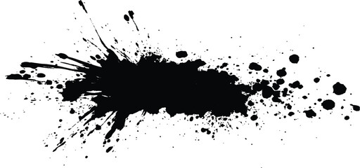 Abstract black in splash, paint, brush strokes, stain grunge isolated on white background. Black stroke messy on a transparent background. Isolated black grunge brush strokes, 	
