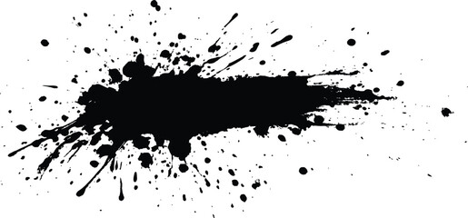 Abstract black in splash, paint, brush strokes, stain grunge isolated on white background. Black stroke messy on a transparent background. Isolated black grunge brush strokes, 	
