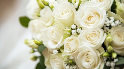Elegant Bouquet of Creamy White Roses and Baby's Breath