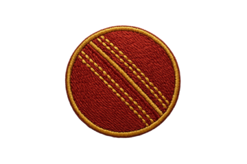 Embroidered Cricket Ball Patch Isolated on Black Background