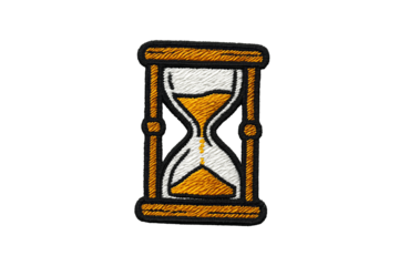Embroidered Hourglass Sand Timer Icon Isolated on Transparent Background