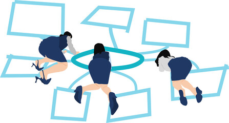 フレームワークを実施するビジネスウーマンのイラスト